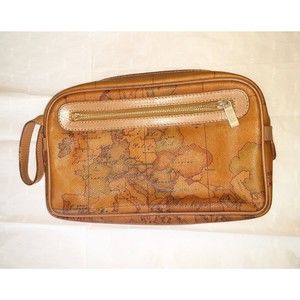 Alviero Martini "1A Classe" world map clutch wristlet Toiletry cosmetic bag